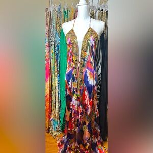Floral Multicolor Halter Maxi Dress by Manish Vaid